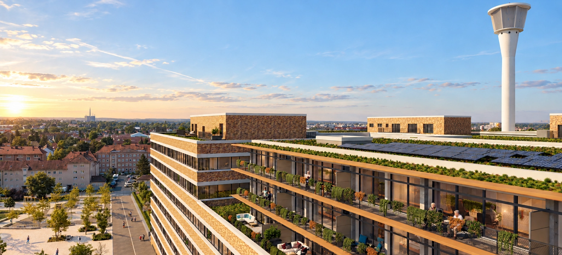 Panorama der denkmalgeschützten Fassade · KI-generierte Simulation